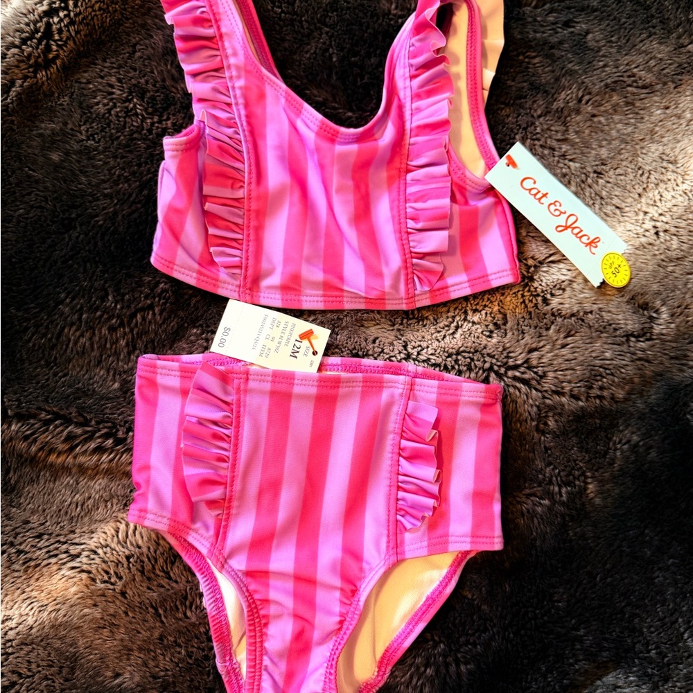 Cat & Jack Pink Striped Kids Bikini